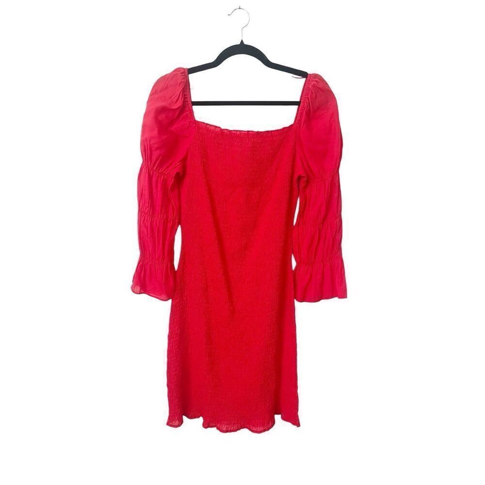 J.O.A. Red Just One Answer Smocked 3/4‎ Sleeve Mini Dress XL